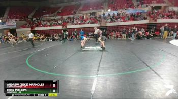 157 lbs Round 1 (16 Team) - Andrew (Zeke) Marmolejo, Lubbock Cooper vs Cody Phillips, Midlothian