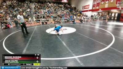 98 lbs Cons. Round 2 - Brooks Rushing, Lincoln Middle School vs Archi Halpin, Dubois Middle School