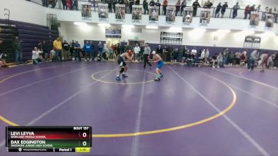 132 lbs Quarterfinal - Levi Leyva, Worland Middle School vs Dax Edgington, Shoshoni Junior High School