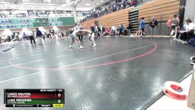 132 lbs Cons. Round 5 - Lance Nguyen, Del Norte (San Diego) vs Luke Menzimer, La Costa Canyon