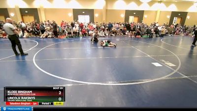 54 lbs Round 3 - Lincoln Raksnys, Talons Wrestling Team vs Kloee Bingham, Bear River Wrestling Club