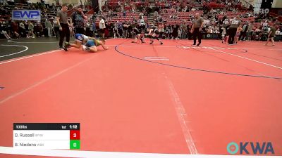 100 lbs Quarterfinal - Diezel Russell, Winfield Youth Wrestling Club vs Brayden Niedens, Wichita Blue Knights