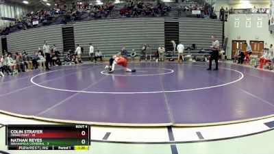 113 lbs Quarterfinals (8 Team) - Nathan Reyes, Indianapolis Cathedral vs Colin Strayer, Crown Point