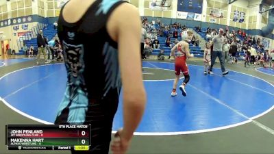 49 lbs Placement Matches (8 Team) - Camden Genth, Jet Wrestling Club vs Kameron McCoy, Alphas Wrestling