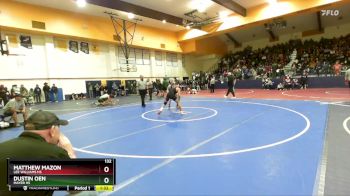 132 lbs Quarterfinal - Matthew Mazon, Lee Williams HS vs Dustin Oen, Mayer HS