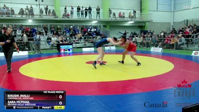 69kg 1st Place Match - Khushi Jhalli, Canadian Mal Wrestling vs Sara McPhail, Nechako Valley Wrestling