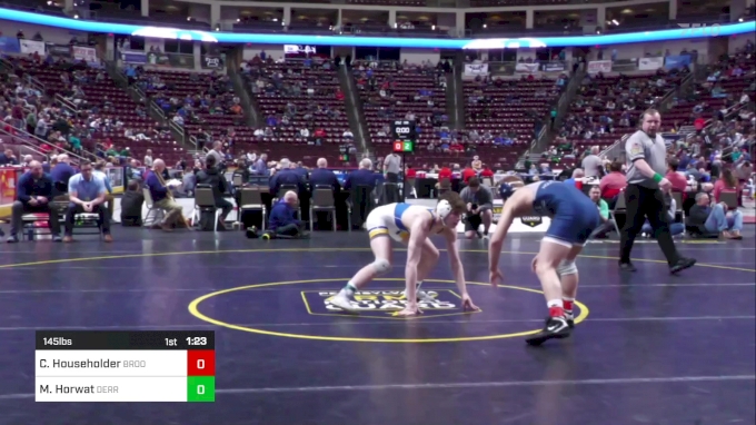 145 lbs Quarterfinal - Cole Householder, Brookville vs Mason Horwat ...