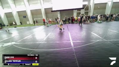 102 lbs Cons. Round 1 - Paige Dye, NV vs Golden Templer, MT