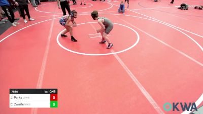 76 lbs Consolation - Joseph Parks, Cowboy Wrestling Club vs Callie Zweifel, Enid Youth Wrestling Club