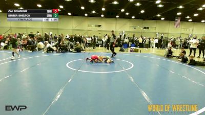 52 lbs 7th Place - Cal Downing, Team Danger 9U vs Ember Shelton, Storm 9U