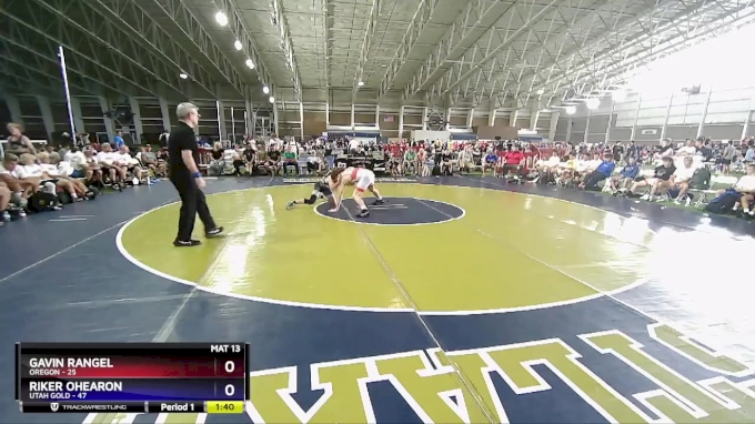 132 lbs Quarterfinals (8 Team) - Gavin Rangel, Oregon vs Riker Ohearon ...