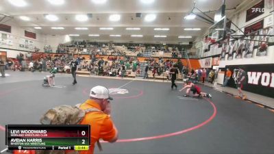 85 lbs Cons. Semi - Levi Woodward, Worland Wrestling Club vs Aveian Harris, Riverton USA Wrestling