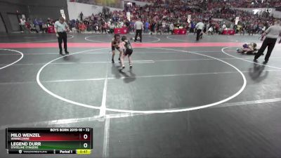 72 lbs Cons. Round 3 - Milo Wenzel, Winneconne vs Legend Durr, Stateline Stingers