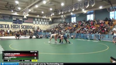 160 lbs 1st Place Match - Logan Alawneh, Temecula Valley vs Ivan Natceli, Chaparral