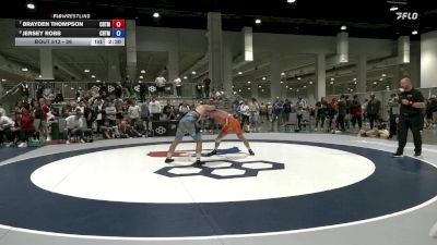 86 lbs Cons. Round 6 - Brayden Thompson, Cowboy RTC/ Titan Mercury Wrestling Club (TMWC) vs Jersey Robb, Cowboy RTC/ Titan Mercury Wrestling Club (TMWC)