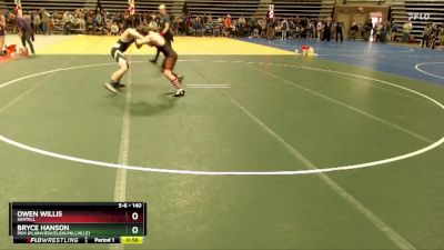 140 lbs Champ. Round 1 - Owen Willis, Sartell vs Bryce Hanson, PEM (Plainview/Elgin/Millville)