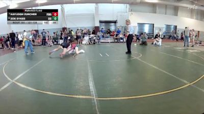 121-128 lbs Cons. Round 3 - Kayleigh Zurcher, Pit Bull Wrestling Academy vs Zoe Sykes, Skyline High School