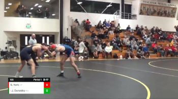 165 lbs Quarterfinal - Jeff Dunasky, Marian University (IN) vs Sam York, Unattached - Indiana Tech