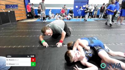 43 lbs 3rd Place - Baylor Myers, Bridge Creek Youth Wrestling vs Slader Gibson, Team Guthrie Wrestling