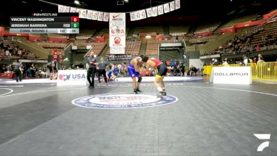 Cadet Boys Upper - 157 lbs Cons. Round 3 - Jeremiah Barrera, Firebaugh High School Wrestling vs Vincent Washingnton