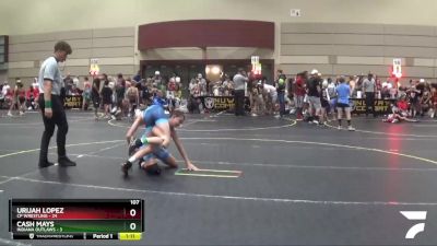 107 lbs Round 3 (6 Team) - Urijah Lopez, CP Wrestling vs Cash Mays, Indiana Outlaws