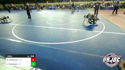 100 lbs Consi Of 4 - Wyatt Patterson, Team Tulsa Wrestling Club vs Jaxon Doonkeen, Little Axe Takedown Club