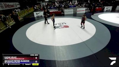 93 lbs Cons. Semi - Lucas Velez, Daniel Cormier Wrestling Club vs Beckham Meyer-zlokovich, Del Norte Wrestling Inc.