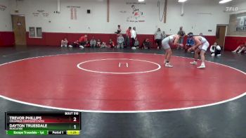 150 lbs Cons. Round 1 - Dayton Truesdale, Muscatine vs Trevor Phillips, Columbus Community/WMU