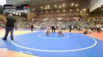 70 lbs Cons. Semi - River Rainbolt, Gentry Youth Organization Wrestling vs Maddox Peden, Team Zulpo Perryville Wrestling