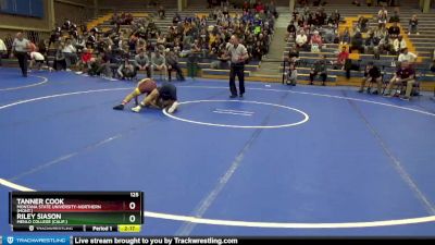 125 lbs Champ. Round 1 - Tanner Cook, Montana State University-Northern (Mont.) vs Riley Siason, Menlo College (Calif.)