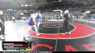 157 lbs Quarterfinal - Samson Kjar, Liberty Warriors Wrestling Academy vs James Sahlin, Fitness Quest Wrestling Club