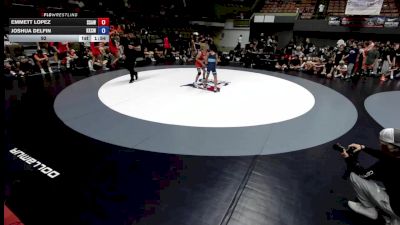 96 lbs Emmett Lopez, SAWA - Sacramento Area Wrestling Association vs Joshua Delfin, KCWA - Kern County Wrestling Association