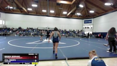 117 lbs Cons. Round 3 - Mya Crespo, Vanguard vs Briseis Serrano, Southern Oregon University