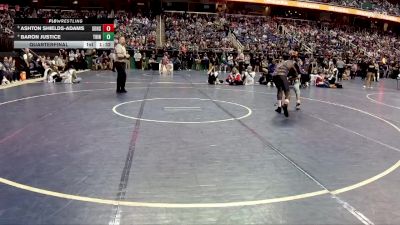 2A 144 lbs Quarterfinal - Ashton Shields-Adams, Southwest Onslow High School vs Baron Justice, Trinity