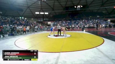 215 lbs Quarterfinal - Jaxon Johnson, Mat Rats Rebooted vs John Nienhuis, Oak Harbor Wrestling Club