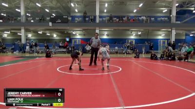 92 lbs Placement Matches (16 Team) - Jeremy Carver, Contenders Wrestling Academy vs Liam Polk, Westshore