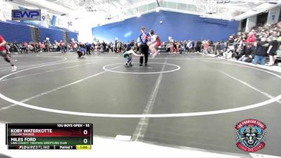 55 lbs Quarterfinal - Miles Ford, Linn County Twisters Wrestling Club vs Koby Waterkotte, Collum Trained