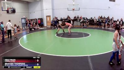 125 lbs Quarterfinal - Brayden Thompkins, KC Elite Wrestling Training Center vs Able Miles, Laurens 55 High