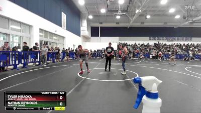 120 lbs Champ. Round 1 - Tyler Hiraoka, John W. North High School vs Nathan Reynolds, Monster Garage