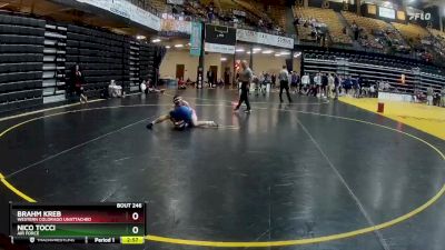 125 lbs Cons. Round 2 - Nico Tocci, Air Force vs Brahm Kreb, Western Colorado Unattached