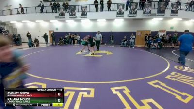 115 lbs Round 3 - Sydney Smith, Riverton Middle School vs Kalana Nolde, Lander Middle School