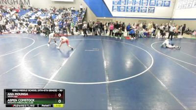 90 lbs Semifinal - Ana Mounga, Westlake vs Aspen Comstock, Wasatch Wrestling Club