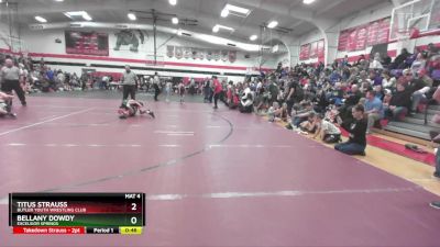 65 lbs Cons. Semi - Bellany Dowdy, Excelsior Springs vs Titus Strauss, Butler Youth Wrestling Club