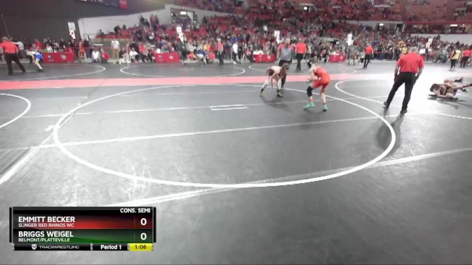 110 lbs Cons. Semi - Emmitt Becker, Slinger Red Rhinos WC vs Briggs ...