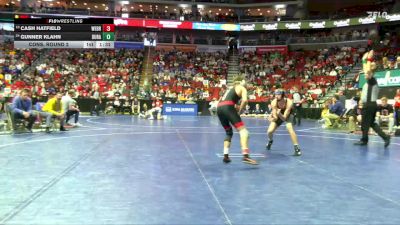 1A-144 lbs Cons. Round 2 - Cash Hatfield, West Branch vs Gunner Klahn, Durant