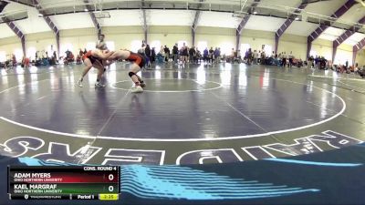 174 lbs Cons. Round 4 - Adam Myers, Ohio Northern Univerity vs Kael Margraf, Ohio Northern Univerity