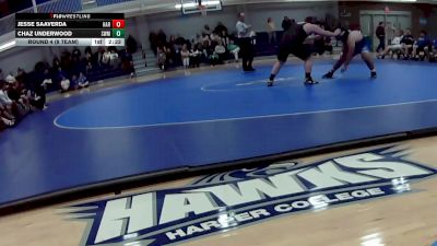 285 lbs Round 4 (8 Team) - Chaz Underwood, Southwestern Michigan Community College vs Jesse Saaverda, Harper College