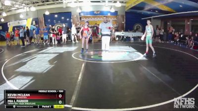 100 lbs Round 1 - Kevin McLean, Legends Athletics vs Mia L Parker, Tampa Bay Tiger Wrestling