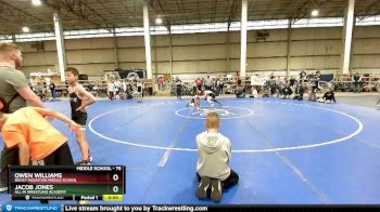 75 lbs Cons. Round 5 - Owen Williams, Rocky Mountain Middle School vs Jacob Jones, All In Wrestling Academy