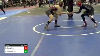 114 lbs Consolation - Aj Russell, Liberty Lions/Bluestarr Grappling vs Shelby Johnston, Team Real Life